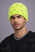 Super Glow Yellow Spiked Beanie